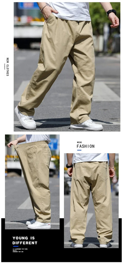 Men's Summer Workwear Pants Plus Size Loose Straight Leg Casual Trousers XL-8XL Big and Tall Large Summer Pants Asian Size