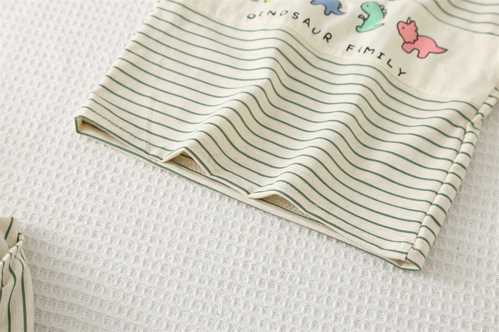 New Summer Baby Boy Clothes Set Toddler Boys Striped Cartoon T-shirt Short Pant 2-Piece Casual Infant Children's Clothing Outfit