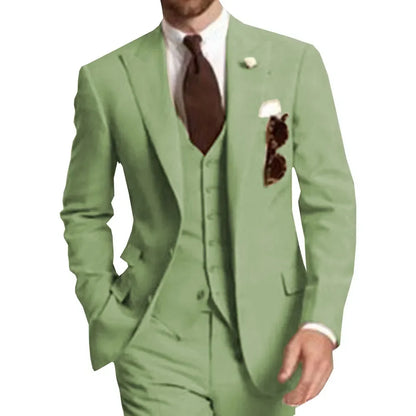 Business Party Best Men wedding Suit Peaked Lapel Two Button Custom Made Wedding Groom Tuxedos Jacket Pants Vest