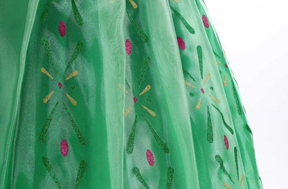 Girls Princess Anna Dress Birthday Party Dresses Halloween Disguise Cosplay Costume Fancy Green Dress Up Fantasia Anna Costumes