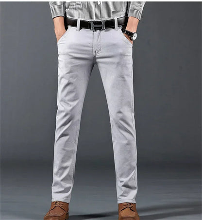 New Mens Spring Summer Business Casual Pants Fashion Cotton Soft Stretch Straight Classic Trousers Korean Solid Color Man Pants