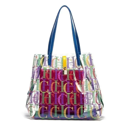 Travel Crossbody Bag Women's Large Capacity Clear Tote BagLuxury Brand Delicate Jelly Bag with Monogram Shopping Bag