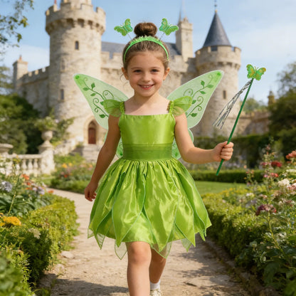 Girls Flower Fairy Dress Up Kids Princess Dress With Wings Halloween Princess Costume Elves Party Tinkerbell Tinker Bell Dress