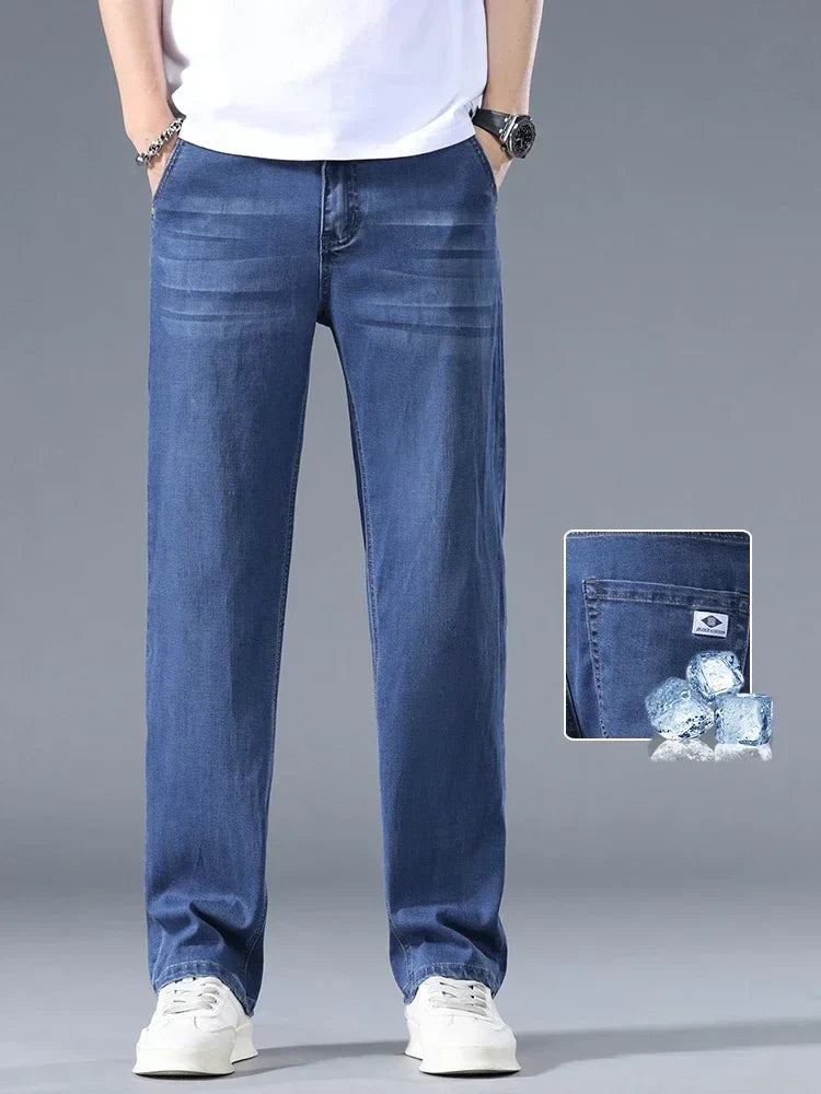 Business Jeans Men's Spring Thin Casual Straight Fashion Loose Brand Pants Comfortable Male Denim Trousers