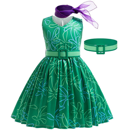 Girls Inside Out Disgust Cosplay Halloween Costumes Birthday Party Dresses Children's Role-playing Christmas Carnival Clothing