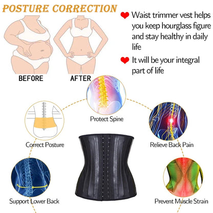 Latex Waist Trainer Corset Women Belly Slimming Belt Body Shaper 25 Steel Boned Waist Cincher Fajas Colombianas Shapewear