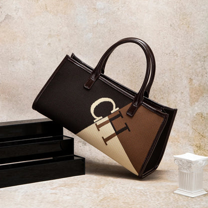 Fashion Classic Color blocked Business Commuter Large Capacity 2025 Women's Handbag Retro Women's New Handbag