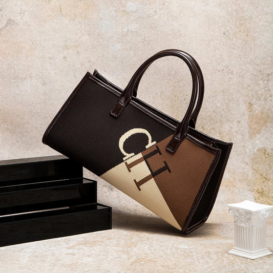 Fashion Classic Color blocked Business Commuter Large Capacity 2025 Women's Handbag Retro Women's New Handbag