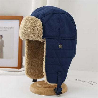 2025New Unisex Winter Hats with Ear Flaps Cotton Trapper Hat Aviator Windproof Ski Cap Buckle Closure Ushanka Outdoor