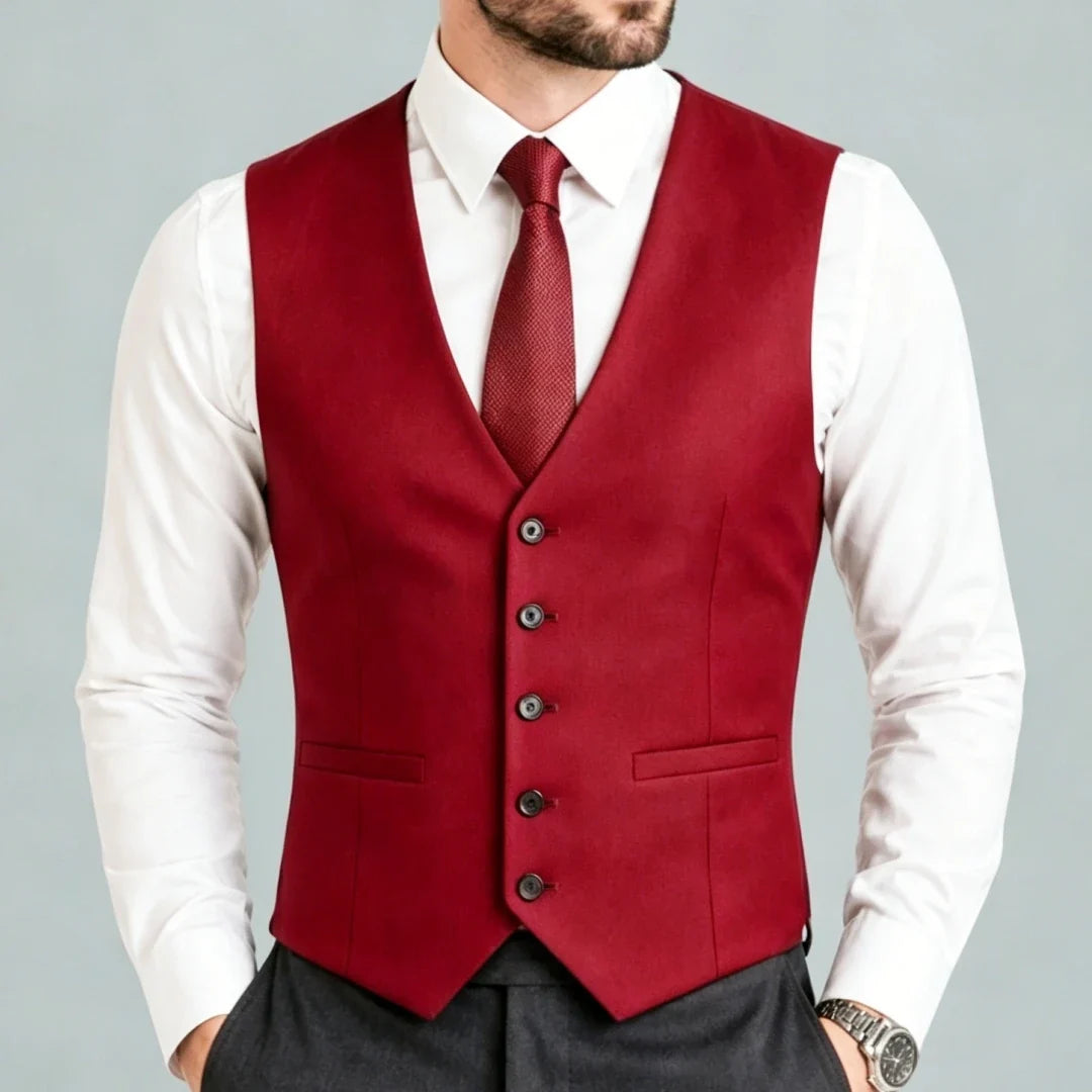 Men Vest Black Solid Single Breasted V Neck Waistcoat For Wedding Groom Banquet Party Business Work Casual Daily Men Suit Vest