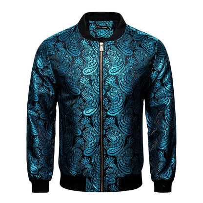 Gold Paisley Jacket Men's Clothing 3D Printed Colorful Long Sleeve Zipper Jackets Luxury Graphic Street Trend Autumn Bomber Coat