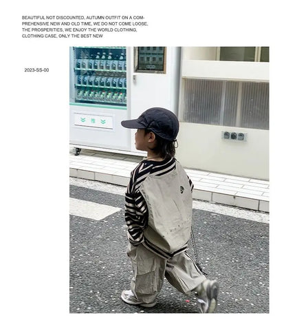 Boys Sets Sweatshirt Pants Two-piece Suits Children's Clothes Spring Autum Korean Fashion Round Neck Pullover Cargo Pants Suits