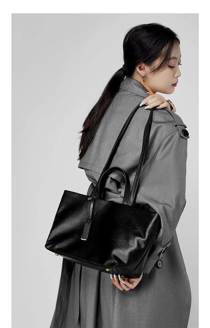 Luxury Women's Shoulder Bag Soft Leather Large Capacity Square Fashion Tote Bag Korean Fashionable Handbag Shopping Underarm Bag