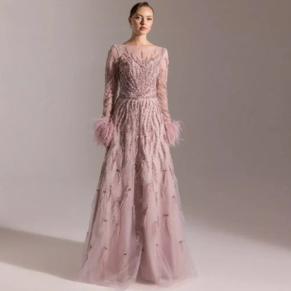 Exquisite Beading Feathers Customized Vestido De Festa High Quality Organza Evening Dress Elegant A-Line Satin Homecoming Dress