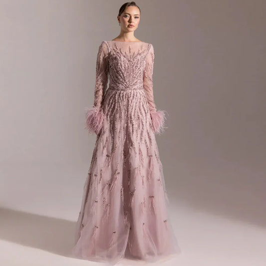 Exquisite Beading Feathers Customized Vestido De Festa High Quality Organza Evening Dress Elegant A-Line Satin Homecoming Dress