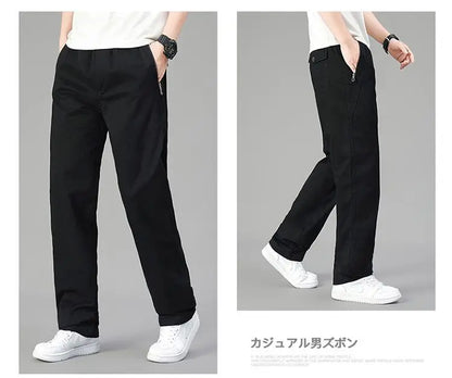 High Quality Men's Cargo Pants Elastic Waist Cotton Trousers Tacitcal Pants Spring Autumn Hiking Work Pants with Zip Pockets