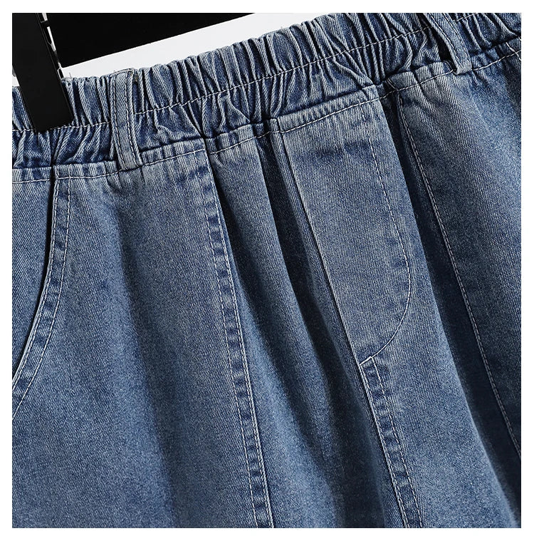 Casual Plus Size Summer Denim Shorts Women Loose Wide Leg Jeans Short Pants Femme Stretch High Waisted Harem Baggy Shorts Woman