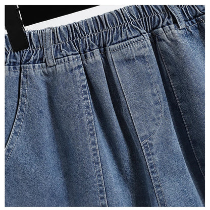 Casual Plus Size Summer Denim Shorts Women Loose Wide Leg Jeans Short Pants Femme Stretch High Waisted Harem Baggy Shorts Woman