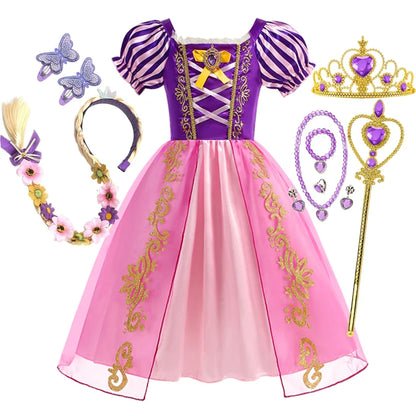 2026 Girls Costume Sleeping Beauty Aurora Princess Party Rapunzel Halloween Snow White Cosplay Costume Kid Cinderella Dress up
