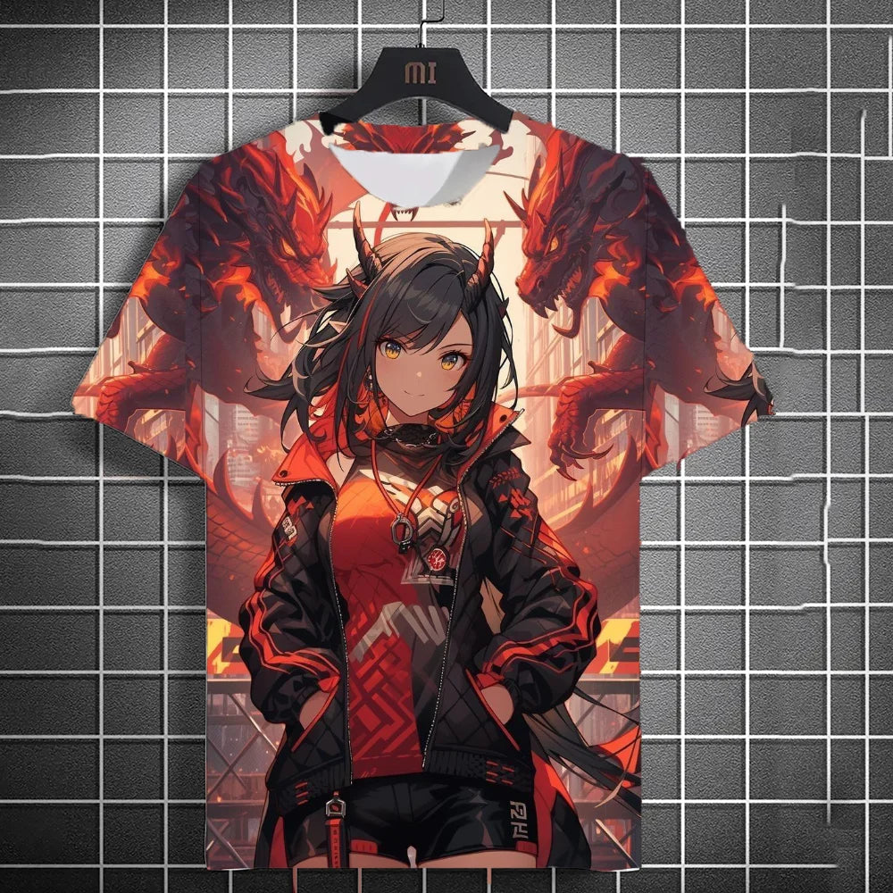 Japanese Style Samurai Katana Girl T-Shirts 3D Print Personality Anime T shirt Men/Women Short Sleeve Top Fashion Men's Clothes