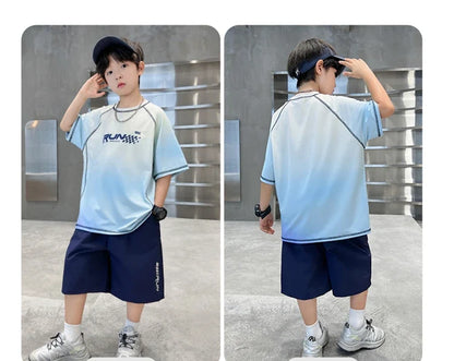 Kids Boy Summer Set Quick-drying T-shirt Shorts Clothing Set New Casual Child Sportswear 2 Pieces Outfit 5 6 7 8 9 10 11 12 14 Y