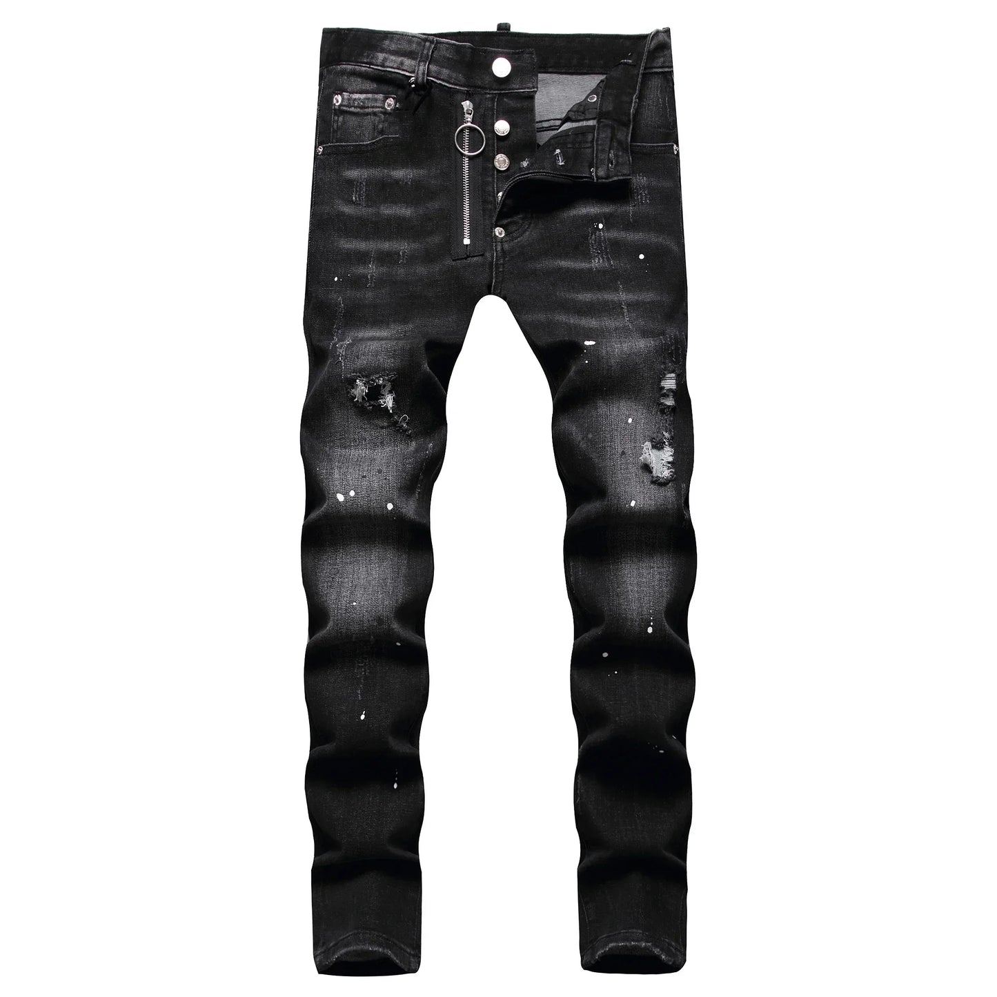 2025 Men's Ripped Jeans Luxury Brand Light Blue Holes Long Trousers Quality Male Fashion Stretch Slim Pants Men Skinny Jeans