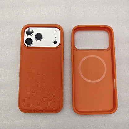 Ultra Thin Epsom PU Leather Magnetic Phone Case Non-Slip Grip Anti Fingerprint Phone Cover for iPhone 17 Pro 17 Pro Max