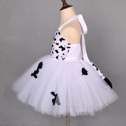 Baby Girls Halloween Animal Cosplay Costume Kids Forest Theme Giraffe Cows Tiger Leopard Zebra Print Tutu Dress Birthday Party