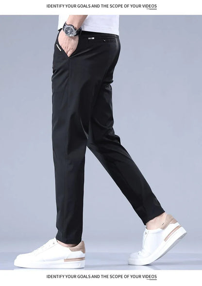2026 Men's Summer Casual Pants Thin Ice Silk Men's Pants Fashion Straight  Elastic Men's New Pants Men's Pants