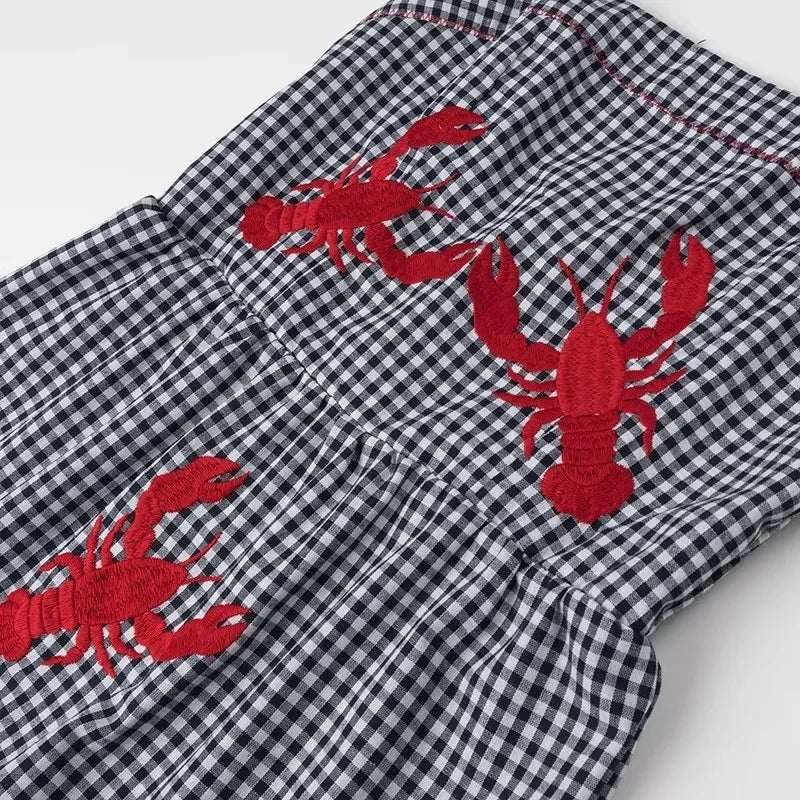 Plaid Slip Long Dress Woman Embroidery Ruffle Summer Dresses 2025 Sleeveless Beach Holiday Dress Women Casual Midi Dresses