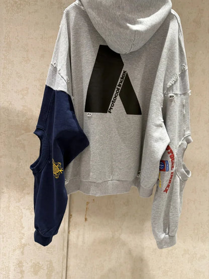 2026 Patchwork ARMY Vintage Damaged Cardigan Pullover Men Women Best Quality Hoodie