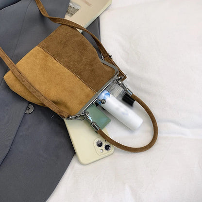 Women's Retro Frosted Splice Handbag Large Leisure Travel Trip Shopping Work Commuting Crossbody Shoulder Bag Elegant Clutch Bag