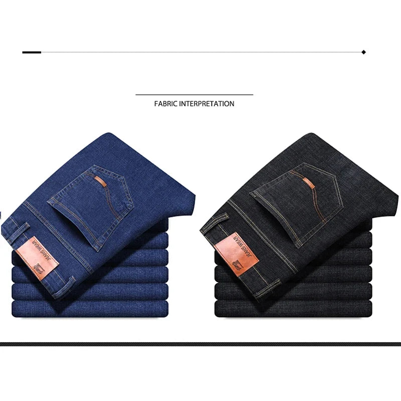2024 Fashion Men Stretch Loose Straight Jeans Casual Elastic Slim Fit Denim Pants Male Brand Business Trousers Large size 38 40