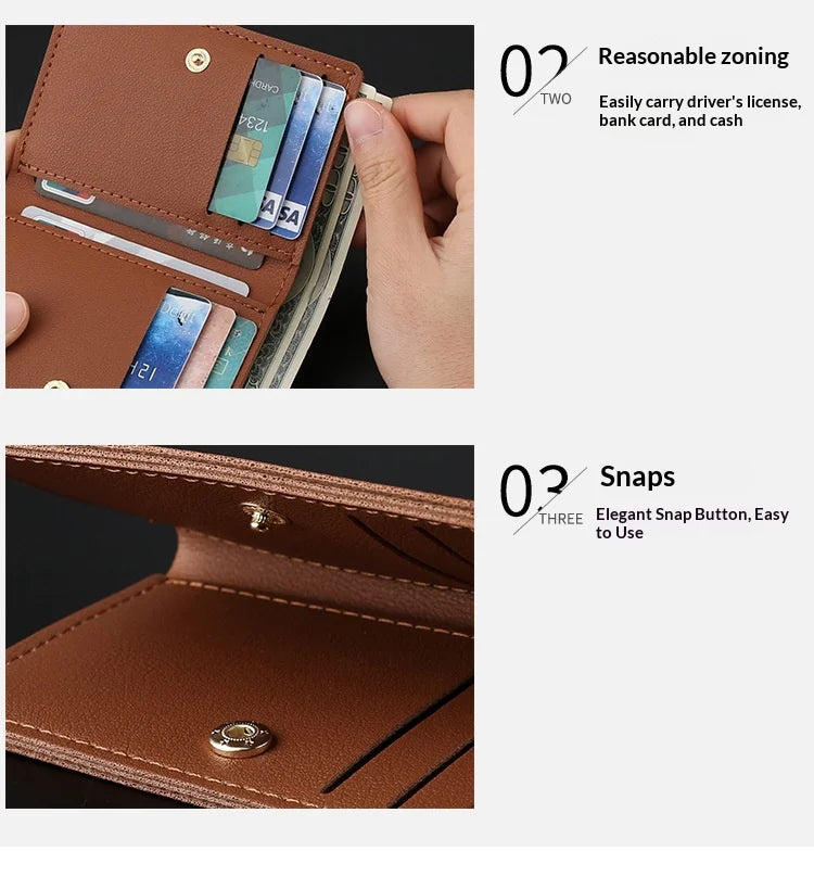 Homefish Petit portefeuille en cuir PU de couleur unie pour femme, sac à main court simple avec boutons, porte-cartes de crédit ultra fin, porte-monnaie