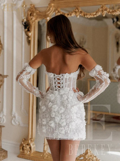 Customized Sexy Mini Short Prom Dress Luxury Beaded Lace Homcoming Gown New In 3D Flower Printing Evening Party Dress
