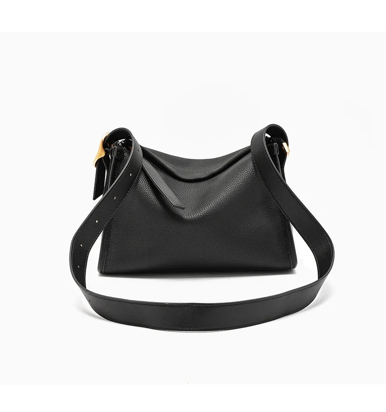 Women's Natural Cow Genuine Leather Shoulder Bags Ladies Retro Fashion Cowhide Crossbody Bag Female Casual Commuting Bag