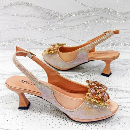 2025 Fashionable Orange Open Toe Women's Sandals with Matching Bag Set - Perfect for Weddings and Parties