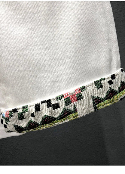 Summer New Denim Shorts Men's Stitching Embroidery Ripped Knee-length Shorts White Black Retro Blue Fashion High Quality Jeans
