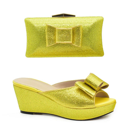 Latest Design Women Shoes and Bag Set Decorated with Rhinestone Wedding Shoes Bride Ladies Shoes Heels Party Women Pumps