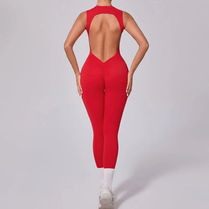 Women's High Elasticity Sports Jumpsuit Yoga Set Fitness Combination Lift Buttocks Bare Back Gym Sexy Romper for Active Women