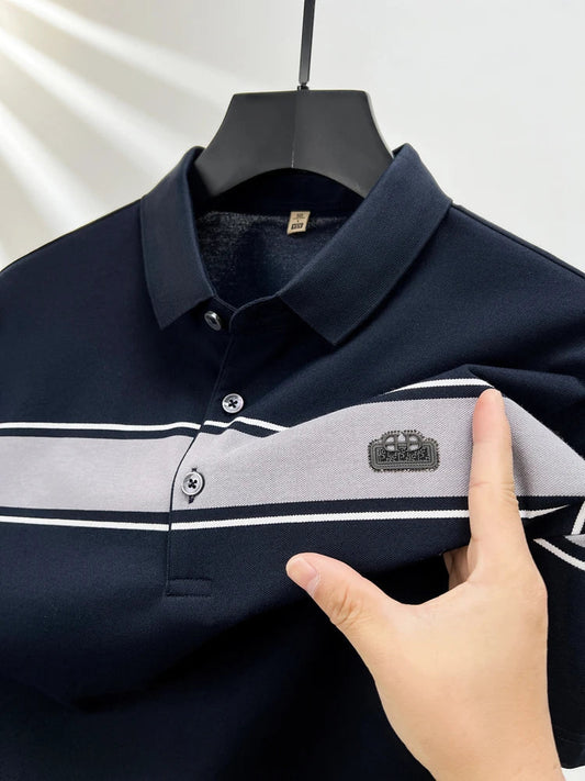 Summer best-selling high-end brand exquisite embroidery men's short sleeve POLO shirts breathable cotton casual business T-shirt