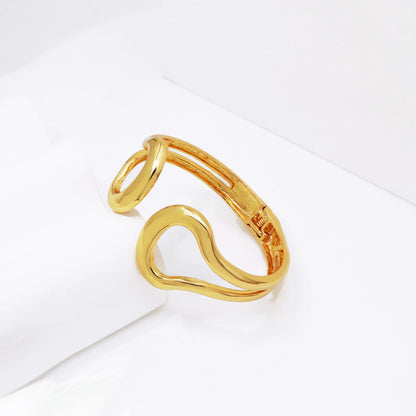 Italy 18k Gold Plated Jewelry Set For Women Classic Design Shiny Necklace Hoop Earrings Bangle And Ring Fashion 4PCS Set Jewelry
