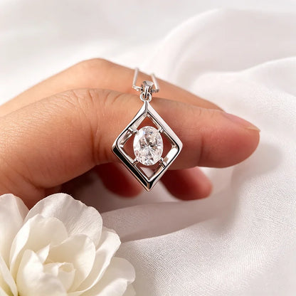 1.5CT Oval Cut Certified Moissanite Necklace Pendant for Women Doveggs Girls Jewelry Lab Diamond Chain Pure 925 Silver