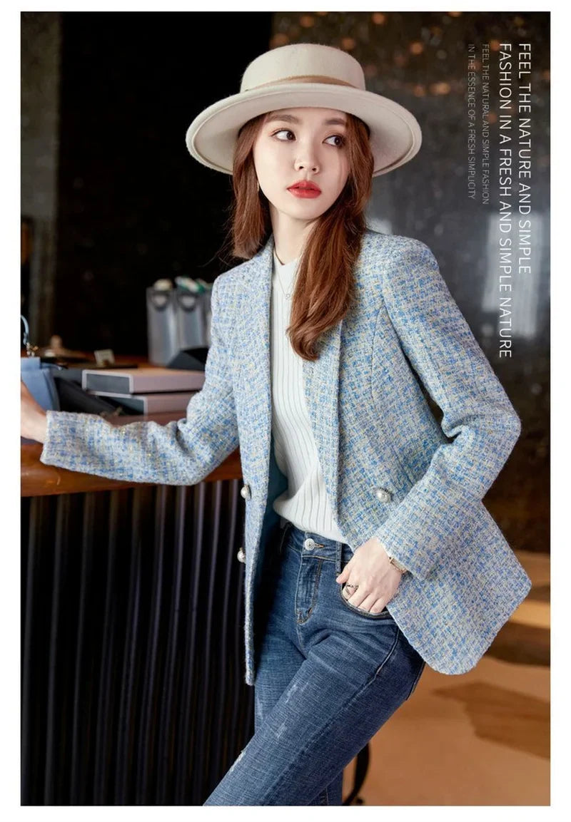 Female French Style Small Fragrant Wind Coarse Tweed Suit Jacket 2023 Spring New Women's High-end Sense Goddess Fan Small Suit