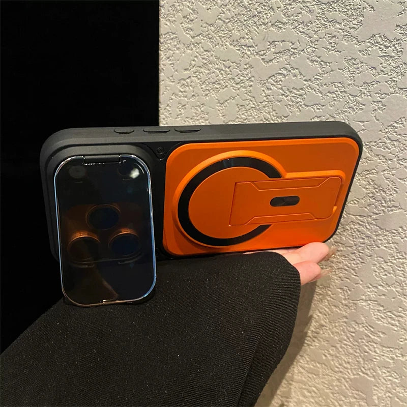 Fold Stand Magnetic Armor Case for iPhone 17 Air 16 15 14 Plus 13 12 11 Pro Max For Magsafe Camera Holder Lens Protection Cover