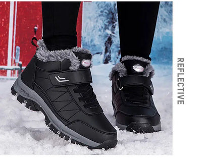 Winter Men Boots PU Leather Snow Boots Man Plush Warm Causal Shoe Waterproof Men Boots High Quality Male Sneakers Ankle Boots