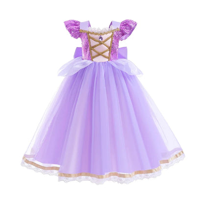 Girls Little Mermaid Aurora Costume Children Ariel Sleeping Beauty Dress Kids Peach Wedding Pink Fantasy Princess Disguise