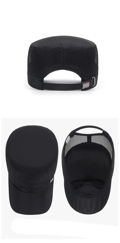military cap flat top hat men's baseball hat spring summer men's outdoor sunshade mesh hat
