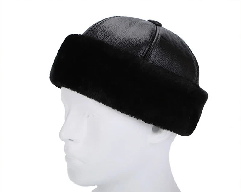Brand New Style 2026 Retro Cowhide Bomber Hat Winter Keep Warm Caps Men Women Real Leather Cap Thick Velvet Dad Hat Leather Hat