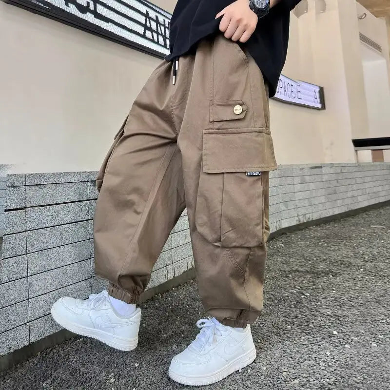 High Quality Boys Sweatpants Autumn Kids Casual Pants for Boy Korean Children's Clothes 2025 Spring Loose Cotton Red Trousers